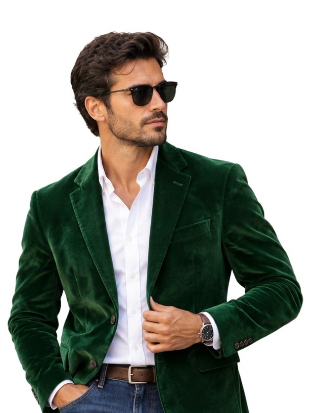 Craft & Soul emerald green velvet blazer, luxurious statement piece Size 42L
